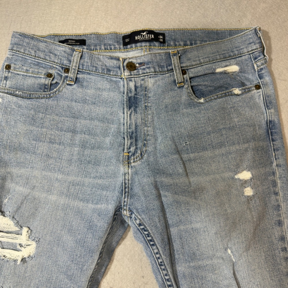 Hollister Skinny Epic Flex Light Wash Distressed Ripped Jeans Mens 34x30 646